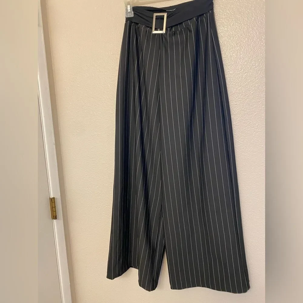 Kelle dance black pinstripe costume 2 piece pants leotard STRIPE ZONE 103530 MA